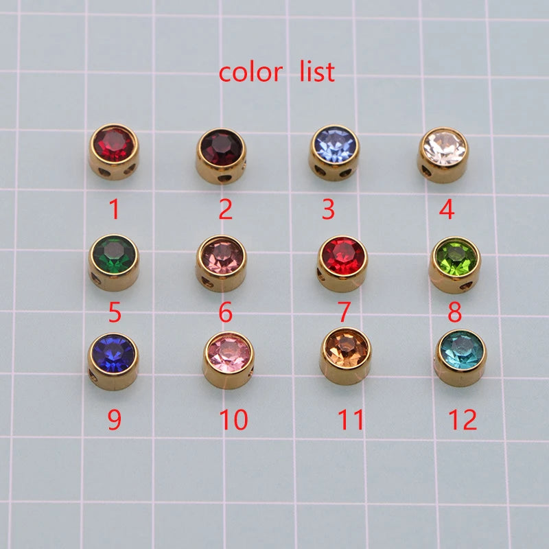 Stainless Steel 12 Birthstones Pendant Necklaces Colorful 12 Month Birthstone Charms for Women Girls Birthday Jewelry Gift