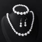 3Pieces Set Elegant Simulated Pearl Necklace Earrings Bracelet Long Necklace Women Bridal Wedding Jewelry Gift Beautiful Jewelri