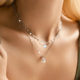 Necklace for Women Double Layer Zircon star Moon Pendant Necklace DelicateChain Charm Elegant Fashion Jewelry Gifts