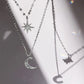 Necklace for Women Double Layer Zircon star Moon Pendant Necklace DelicateChain Charm Elegant Fashion Jewelry Gifts