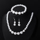 3Pieces Set Elegant Simulated Pearl Necklace Earrings Bracelet Long Necklace Women Bridal Wedding Jewelry Gift Beautiful Jewelri