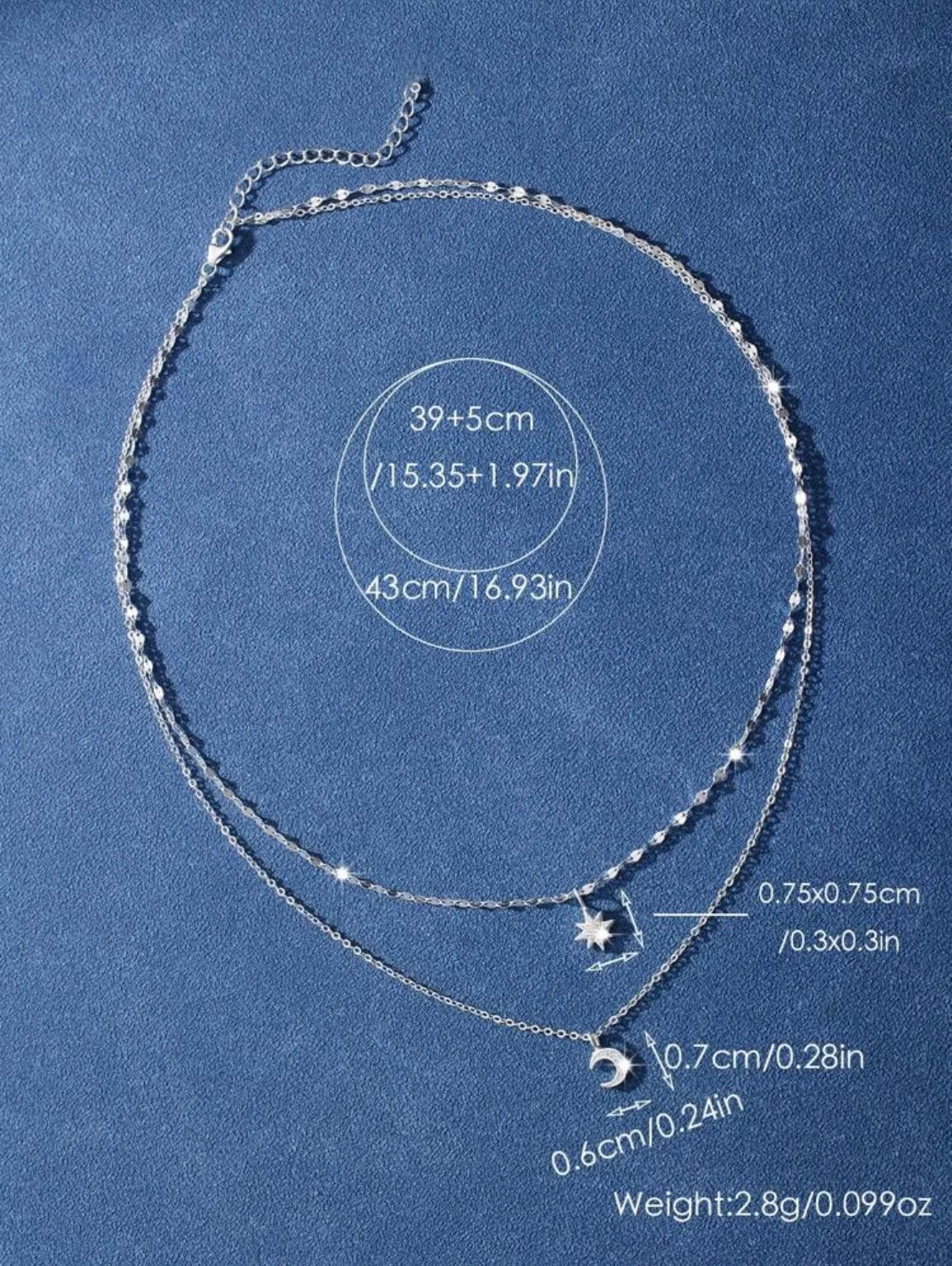 Necklace for Women Double Layer Zircon star Moon Pendant Necklace DelicateChain Charm Elegant Fashion Jewelry Gifts