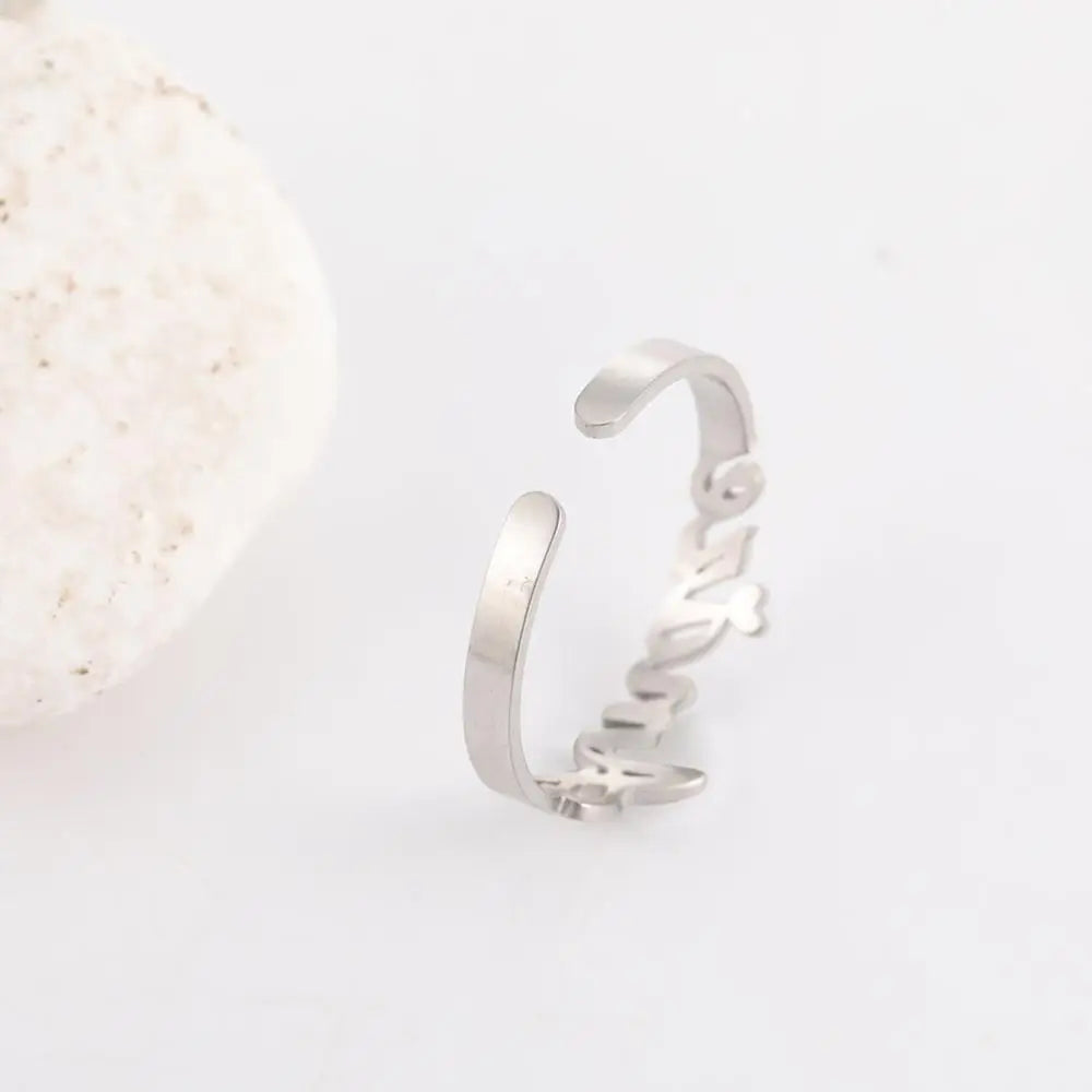 Teamer Custom Name Rings Adjustable Gold Color Stainless Steel Personalized Ring Jewelry Women Men Unique Valentine's Day Gift
