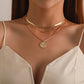 Vintage Bohemia Coin letter Layered Chain Necklace For Women Shell Pearl Moon Long Choker Collar Pendant butterfly Necklace