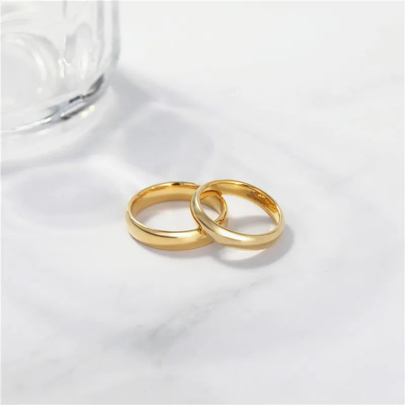 Tigrade Gold Color Tungsten Ring Couple Men Women Classic Wedding Engagement Band 2/4/6/8mm Special Write Engraving Name/Logo