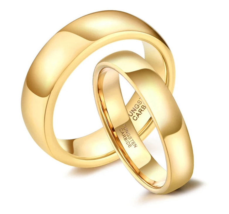 Tigrade Gold Color Tungsten Ring Couple Men Women Classic Wedding Engagement Band 2/4/6/8mm Special Write Engraving Name/Logo