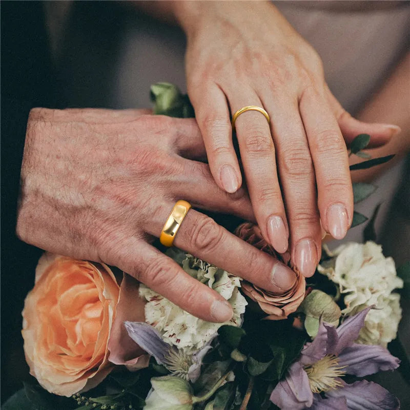 Tigrade Gold Color Tungsten Ring Couple Men Women Classic Wedding Engagement Band 2/4/6/8mm Special Write Engraving Name/Logo