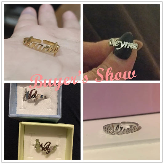 Teamer Custom Name Rings Adjustable Gold Color Stainless Steel Personalized Ring Jewelry Women Men Unique Valentine's Day Gift