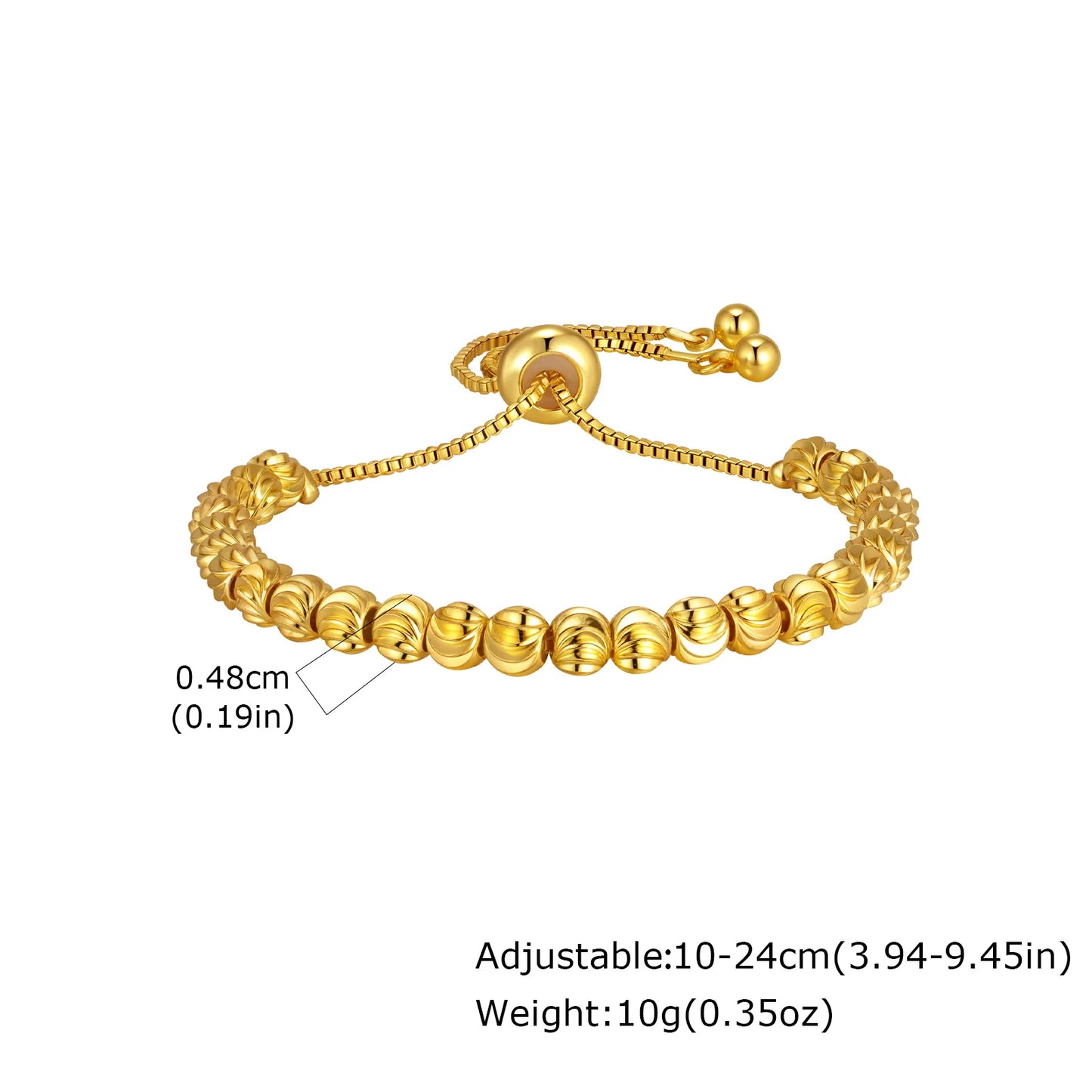 Luxury Tri Color Beaded Bracelet for Women, Gold Plated Adjustable Chain Bracelet, Unique Design Fashion Jewelry