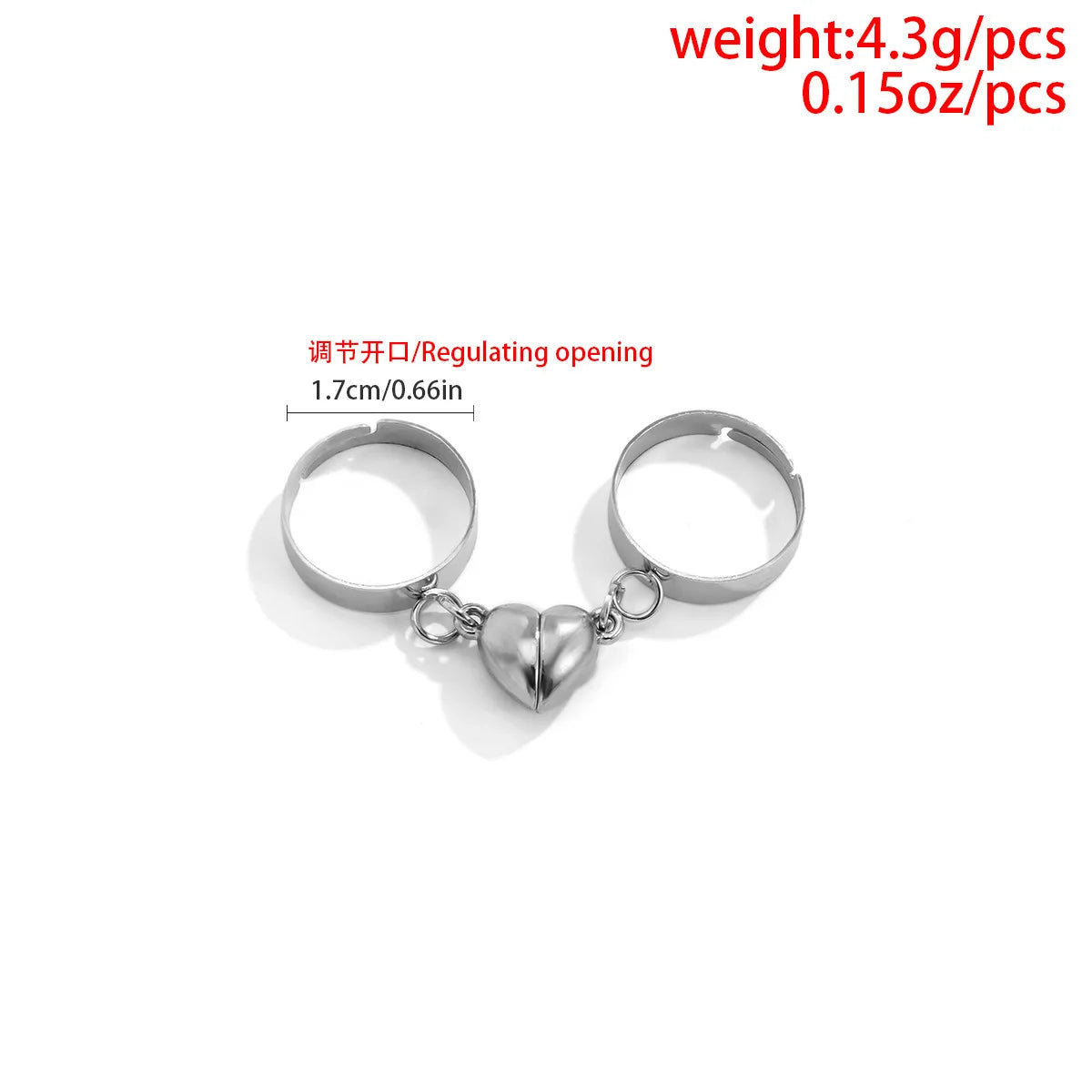 Charm Magnet Heart Couple Open Rings For Lover Creative Heart Attract Paired Adjustable Finger Ring Party Wedding Jewelry B233