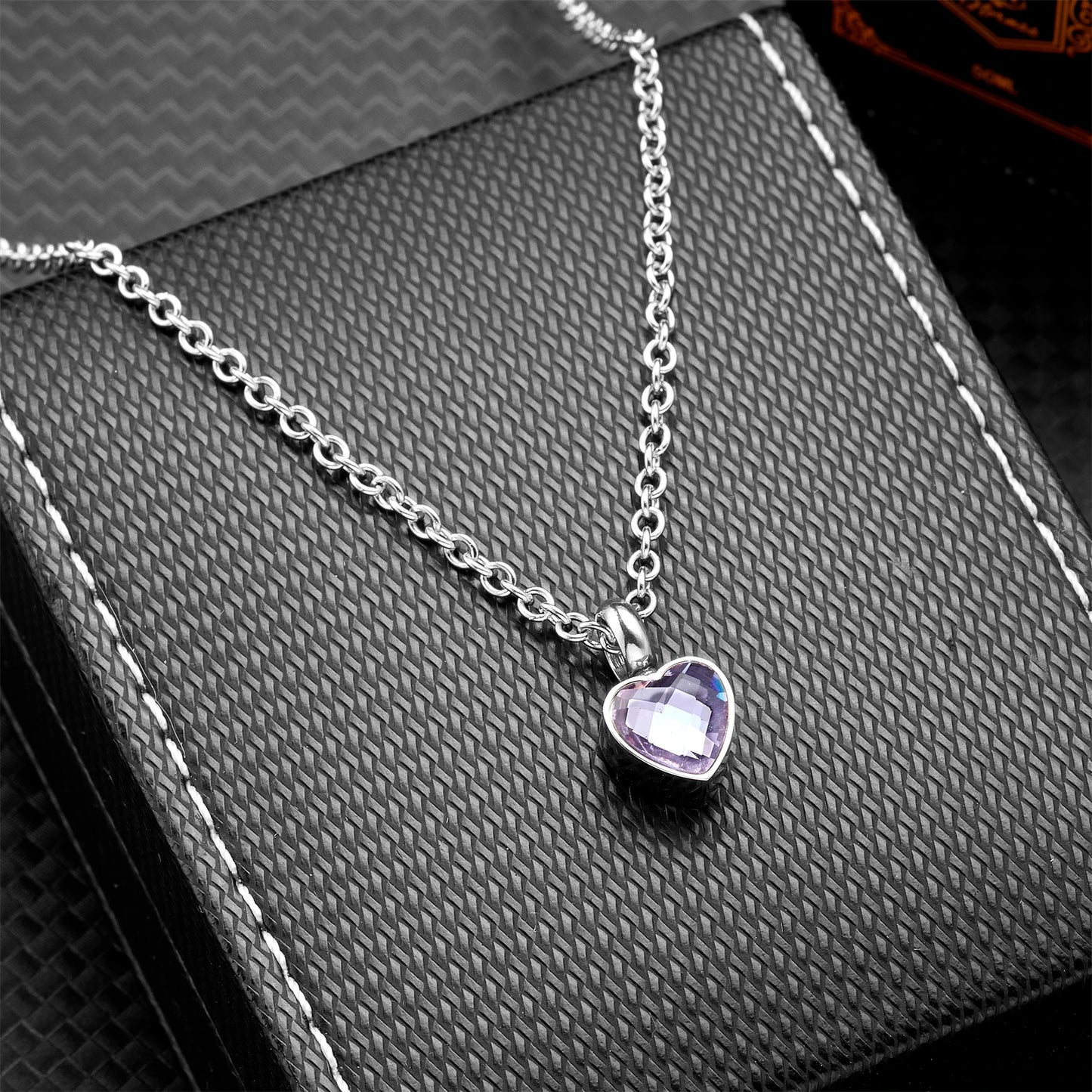 Small Heart Birthstone Cremation Necklace - Stainless Steel Memorial Urn Pendant for Human Ashes, Keepsake Jewelry