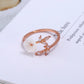 Delicate Zircon Leaf Shell Flower Adjustable Ring For Women Ladies Girls Rose Gold Color Finger Bague Jewellry Gift