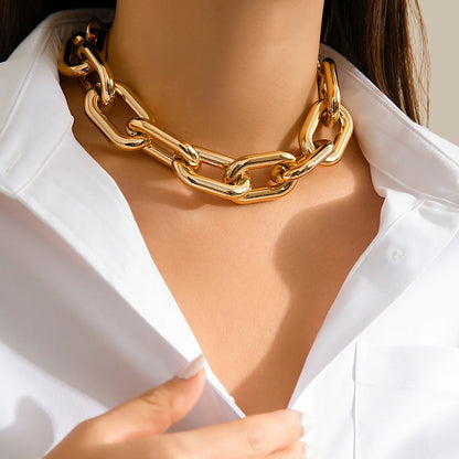 DIEZI Exaggerated CCB Big Chain Chunky Necklace For Women Party Gift Simple Fashion Plastic Statement Choker Necklace Jewelry