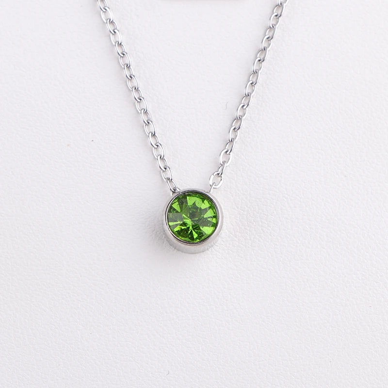 Stainless Steel 12 Birthstones Pendant Necklaces Colorful 12 Month Birthstone Charms  for Women Girls Birthday Jewelry Gift