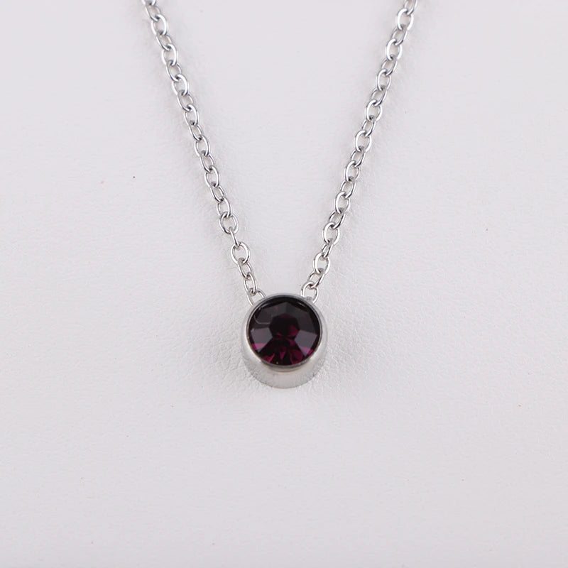 Stainless Steel 12 Birthstones Pendant Necklaces Colorful 12 Month Birthstone Charms  for Women Girls Birthday Jewelry Gift