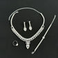 New hollow leaf necklace, earrings, bracelet, ring, four piece set, bridal wedding rhinestone accessories