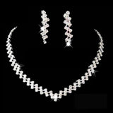 Luxury Rhinestone Geometric Bridal Necklace Earrings Set For Women Dainty Elegant Waterdrop Crystal Wedding Banquet Jewelry Set