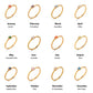 E.B.belle 12 Months Constellation CZ Birthstone Rings For Woman Gold Plated Stainless Steel Zodiac Birthday Gift Ring Jewelry