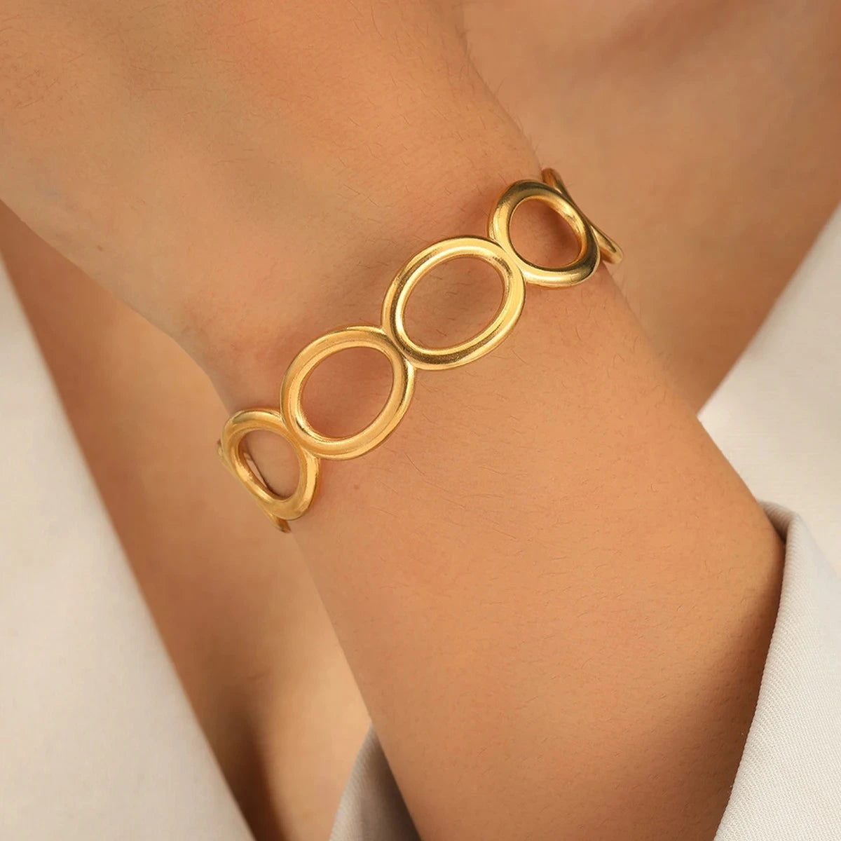 Luxury Stainless Steel Symbol Engraved Bracelet for Women Geometric Adjustable Open Cuff Bracelet Fashion Party Jewelry Gifts