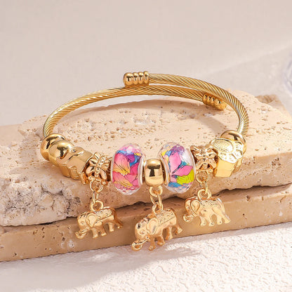 1PC Women's Fashion Pan Family Multi Element Beaded Key Lock Bracelet Bracelet Date Travel Banquet Party Festival Dressing Gift