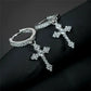 Classic Cross Point-Drill Crystal Replaceable Exquisite White Color Earrings For Women Men Hiphop Party Jewelry Gifts