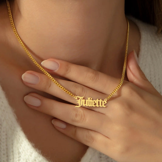 Custom Gothic Old English Nameplate Necklace For Women Stainless Steel Chain Choker Necklaces Men Boho Pretty Jewelry Gift 2025
