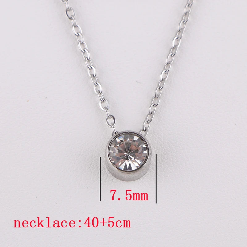 Stainless Steel 12 Birthstones Pendant Necklaces Colorful 12 Month Birthstone Charms  for Women Girls Birthday Jewelry Gift