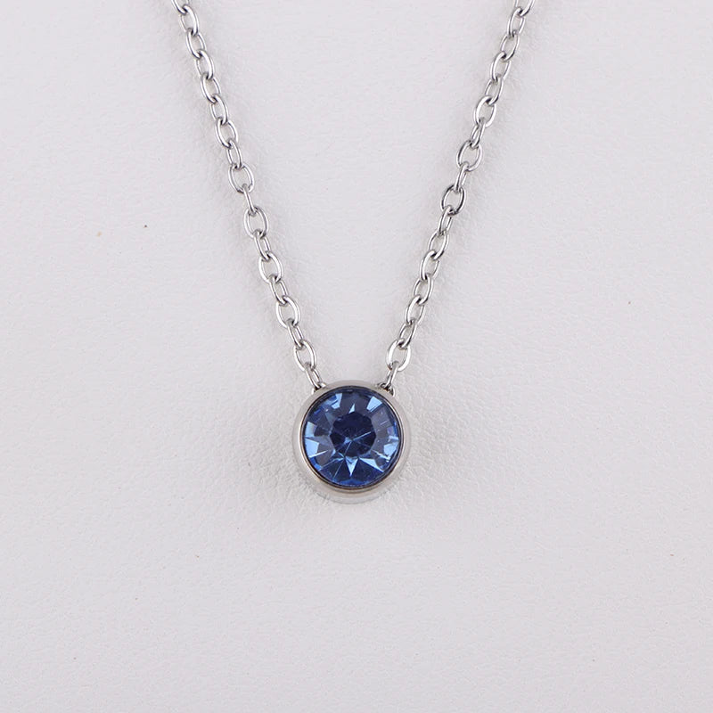 Stainless Steel 12 Birthstones Pendant Necklaces Colorful 12 Month Birthstone Charms  for Women Girls Birthday Jewelry Gift