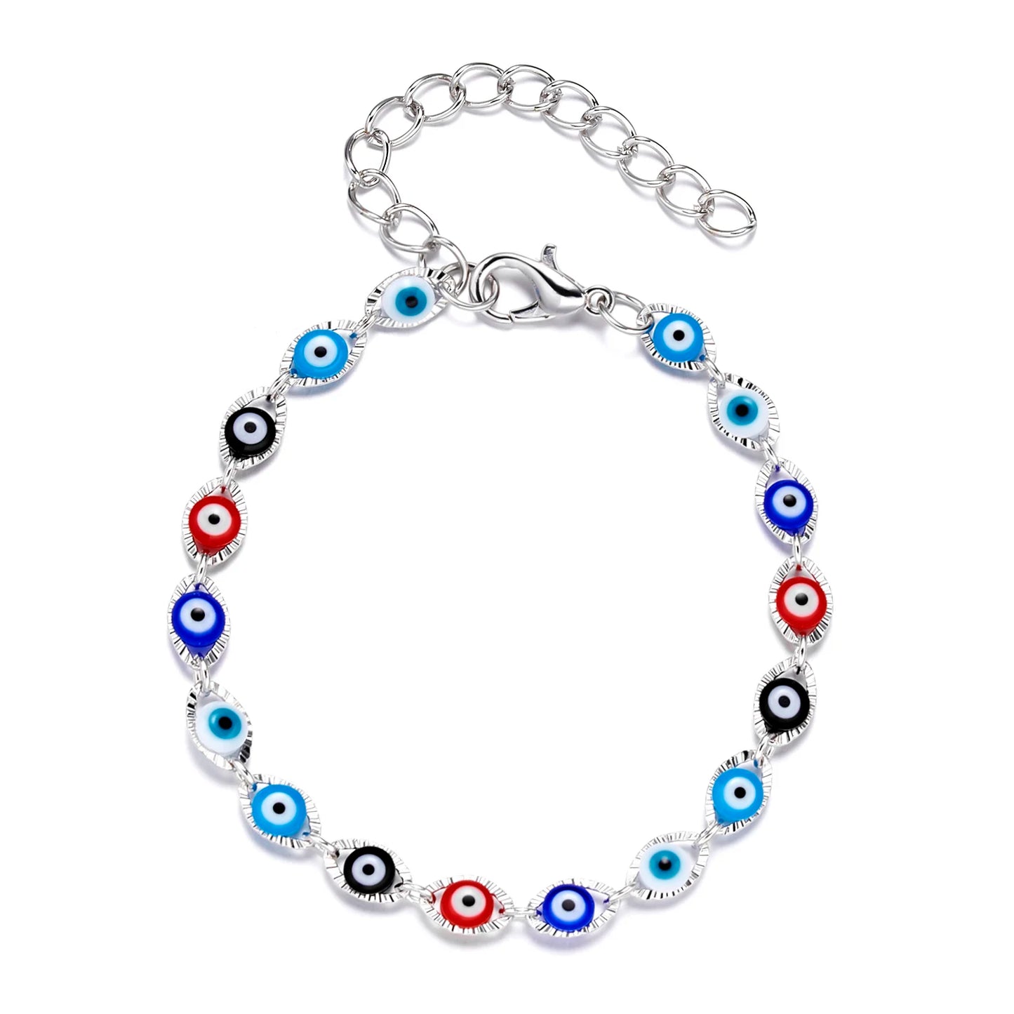 Blue Evil Eye Bracelet for Women Fashion Turkish Lucky Resin Bead Chain Adjustable Bangle Bracelet Birthday Party Jewelry Gift