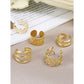 5pcs Gold Clip-On Earrings Set – Personality Hollow Leaf Ear Cuff, No Piercing C-Shaped Bridal Earrings Jewelry Gift