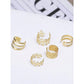 5pcs Gold Clip-On Earrings Set – Personality Hollow Leaf Ear Cuff, No Piercing C-Shaped Bridal Earrings Jewelry Gift