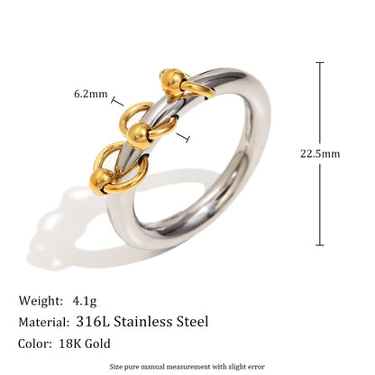 MamacitaSlay Unique Cool 316L Stainless Steel Double Color Ring Creative Waterproof Jewelry Women's Charm Statement Ring Gift