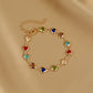 Elegant Red Crystal Zircon Metal Chain Bracelets for Women Colorful Heart Bracelets Party Wedding Girl Wrist Jewelry Gift