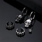 5Pcs/Set Simple Halloween Black Silver Color Skull Drop Earrings Punk Skeleton No Piercing Ear Clip For Women Men Gothic Jewelry