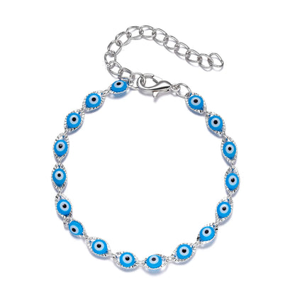 Blue Evil Eye Bracelet for Women Fashion Turkish Lucky Resin Bead Chain Adjustable Bangle Bracelet Birthday Party Jewelry Gift