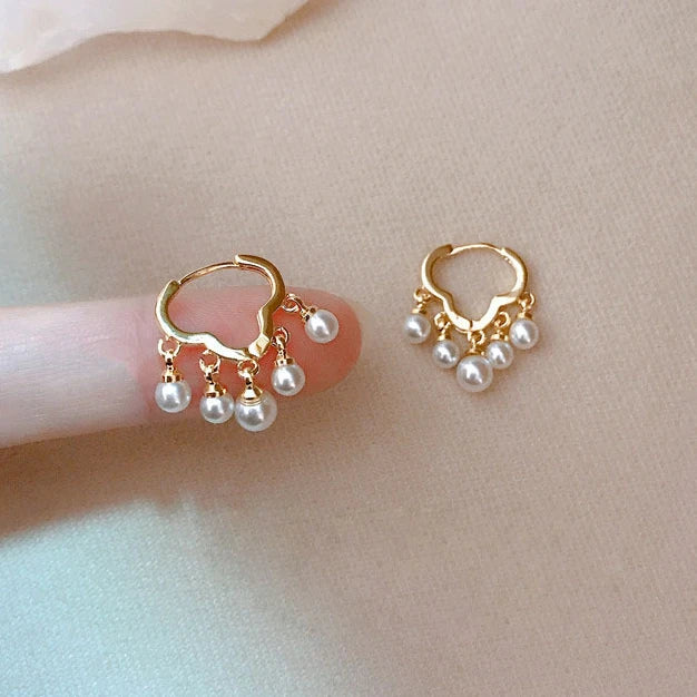 PONYKISS Real 925 Sterling Silver Cloud Pearl Huggies Hoop Earrings For Women Party Classic Fine Jewelry Minimalist Accessories