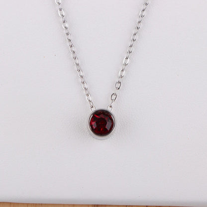 Stainless Steel 12 Birthstones Pendant Necklaces Colorful 12 Month Birthstone Charms  for Women Girls Birthday Jewelry Gift