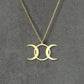 Stainless Steel Triple Moon Goddess Necklace Moon Phases Pendant Necklaces For Women Wicca Jewelry