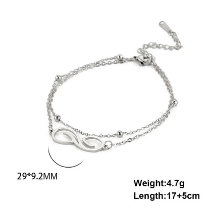 Skyrim Infinity Symbol Bracelet Stainless Steel Women's Minimalist Geometric Symbol Double layer Bead Chain Couple Jewelry Gift