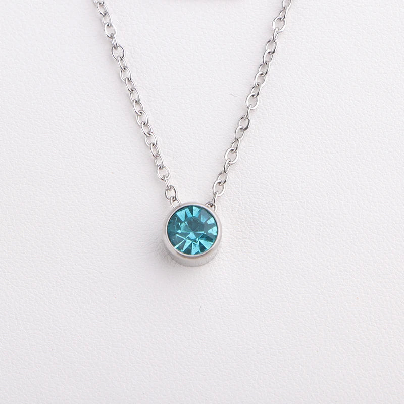 Stainless Steel 12 Birthstones Pendant Necklaces Colorful 12 Month Birthstone Charms  for Women Girls Birthday Jewelry Gift