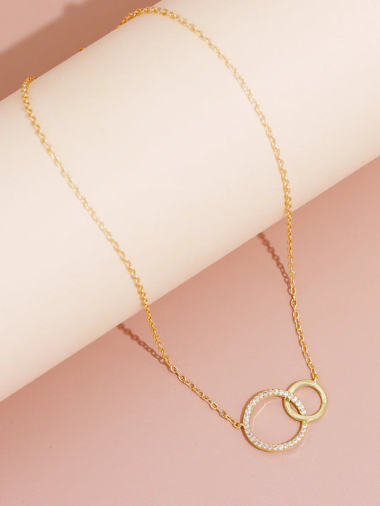 Stainless Steel Necklaces for Women Fashion Thin Chain Minimalist Dainty Double Circle Pendant Necklace on The Neck Jewelry