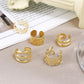 5pcs Gold Clip-On Earrings Set – Personality Hollow Leaf Ear Cuff, No Piercing C-Shaped Bridal Earrings Jewelry Gift