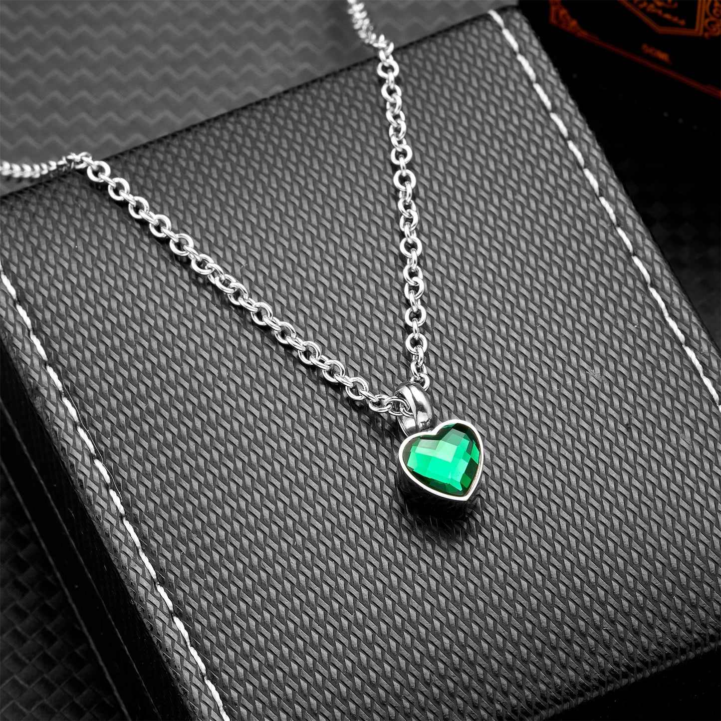 Small Heart Birthstone Cremation Necklace - Stainless Steel Memorial Urn Pendant for Human Ashes, Keepsake Jewelry