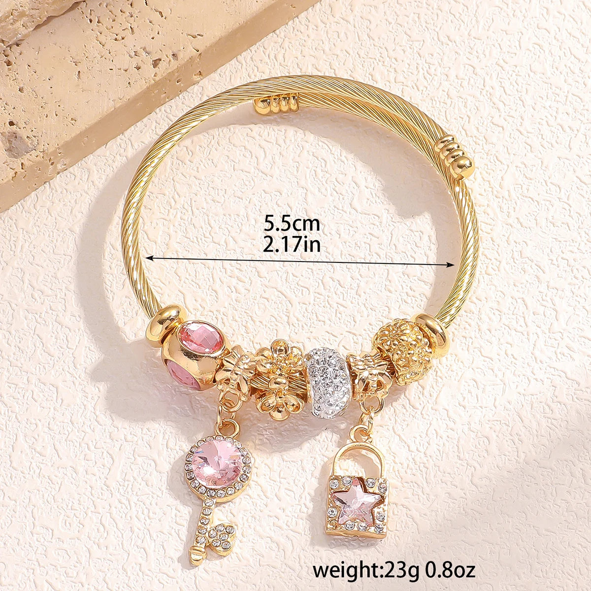 1PC Women's Fashion Pan Family Multi Element Beaded Key Lock Bracelet Bracelet Date Travel Banquet Party Festival Dressing Gift