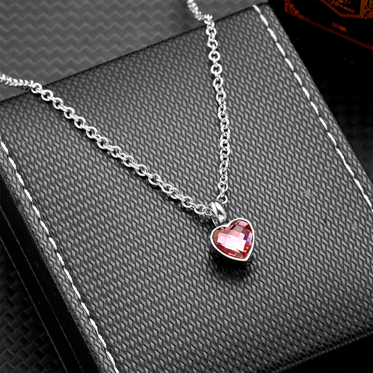 Small Heart Birthstone Cremation Necklace - Stainless Steel Memorial Urn Pendant for Human Ashes, Keepsake Jewelry