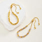 Luxury Tri Color Beaded Bracelet for Women, Gold Plated Adjustable Chain Bracelet, Unique Design Fashion Jewelry