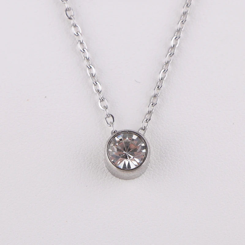 Stainless Steel 12 Birthstones Pendant Necklaces Colorful 12 Month Birthstone Charms  for Women Girls Birthday Jewelry Gift
