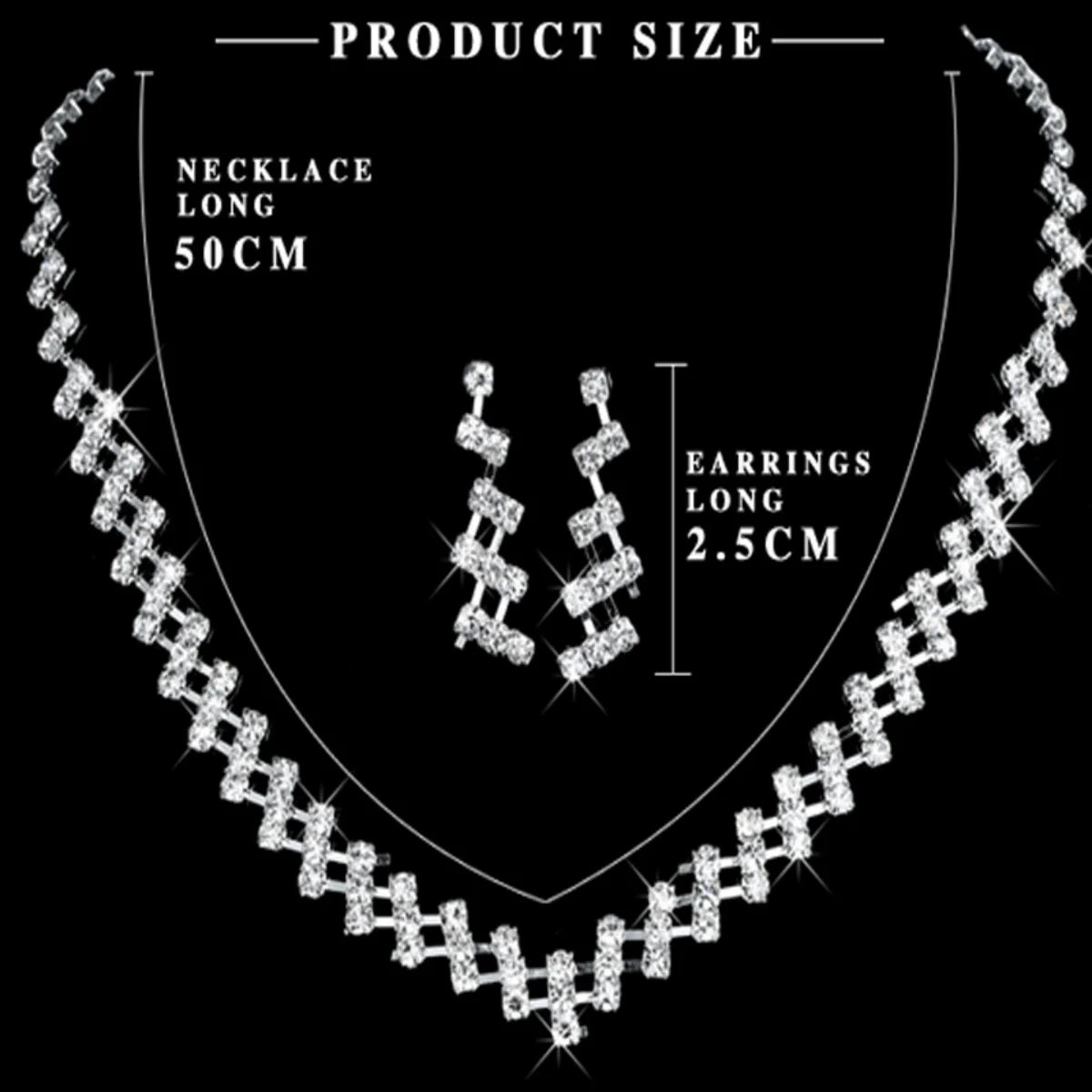 Luxury Rhinestone Geometric Bridal Necklace Earrings Set For Women Dainty Elegant Waterdrop Crystal Wedding Banquet Jewelry Set