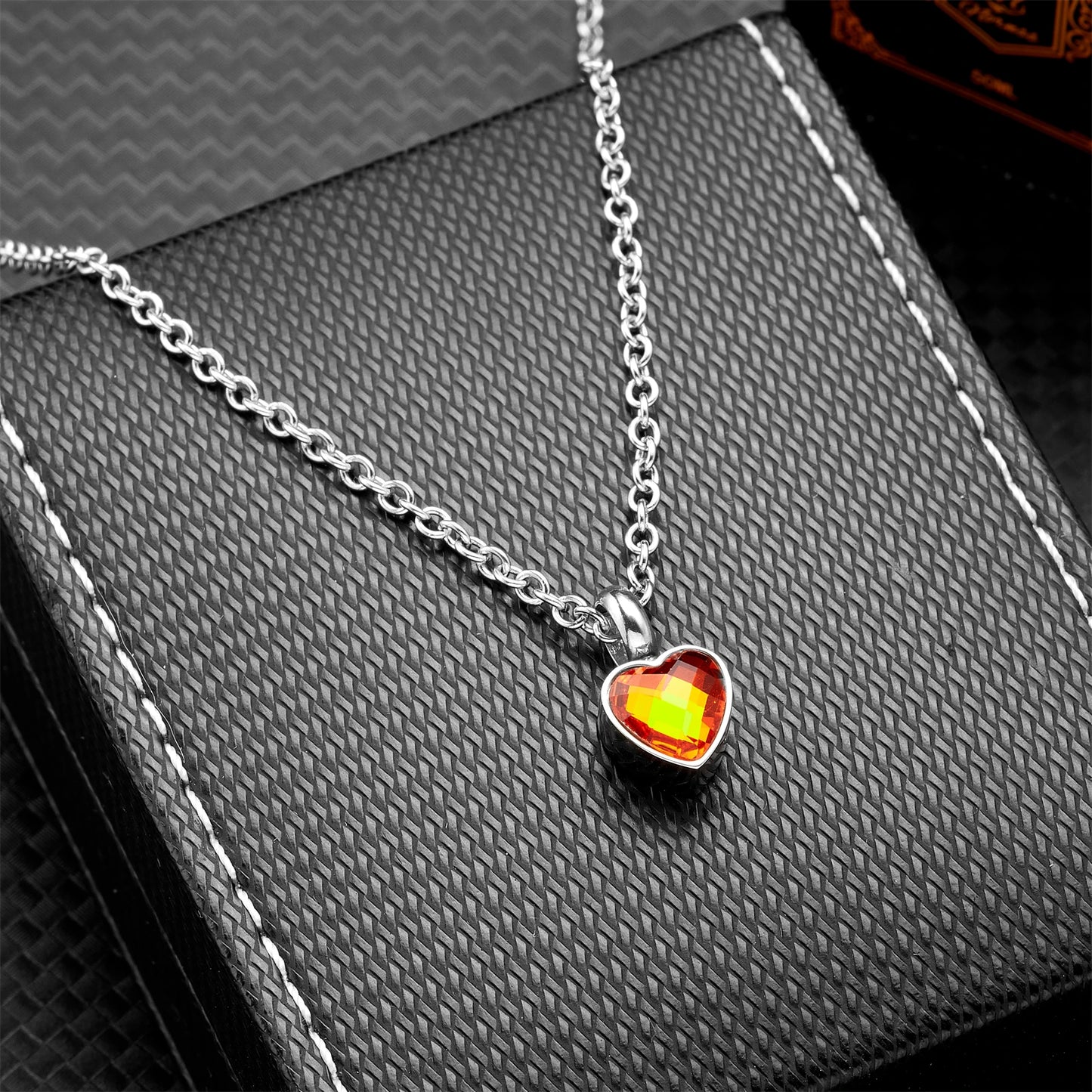 Small Heart Birthstone Cremation Necklace - Stainless Steel Memorial Urn Pendant for Human Ashes, Keepsake Jewelry