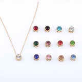 Stainless Steel 12 Birthstones Pendant Necklaces Colorful 12 Month Birthstone Charms  for Women Girls Birthday Jewelry Gift
